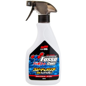 SOFT99 Fusso Coat Speed & Barrier Spray - wosk w sprayu na bazie fluorków do ciemnych lakierów 400 ml