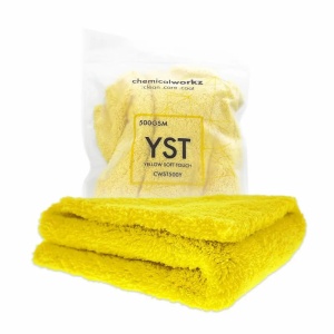 chemicalworkz yellow edgeless soft touch premium – mikrofibra bez obszycia, 500gsm, 40x40cm