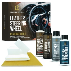 leather expert steering wheel kit black