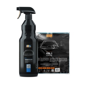 ADBL Hybrid Glass – płyn do mycia szyb z niewidzialną wycieraczką + ADBL G ściereczka do czyszczenia powierzchni szklanych