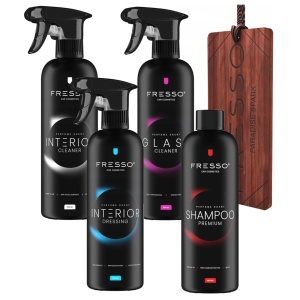 zestaw promocyjny (fresso glass cleaner, interior cleaner, shampoo, interior dressing 500ml + zawieszka paradise spark)