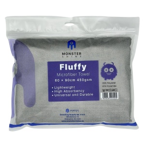 Monster Shine Fluffy Dryer Grey - ręcznik do osuszania auta po myciu, 450gsm, 90x60cm